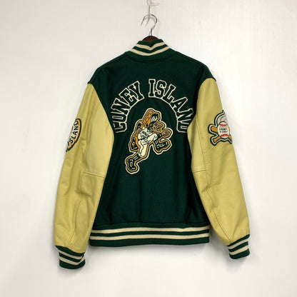 【中古品】【メンズ】 C5-E601 ランタグ復刻 USA製 CONEY ISLAND コニー アイランド WOOL×LEATHER ウール レザー STADIUM JACKET スタジアム ジャケット アウター 146-260228-ya-12-izu サイズ：M カラー：グリーン×ベージュ 万代Net店