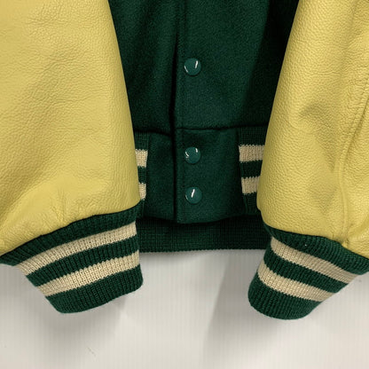 【中古品】【メンズ】 C5-E601 ランタグ復刻 USA製 CONEY ISLAND コニー アイランド WOOL×LEATHER ウール レザー STADIUM JACKET スタジアム ジャケット アウター 146-260228-ya-12-izu サイズ：M カラー：グリーン×ベージュ 万代Net店