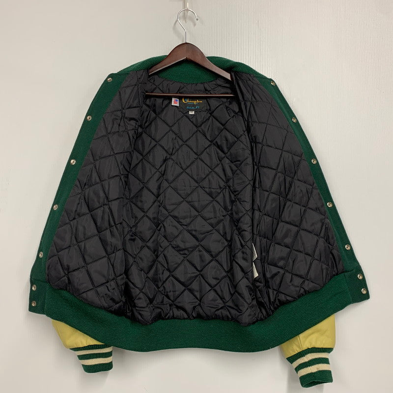 【中古品】【メンズ】 C5-E601 ランタグ復刻 USA製 CONEY ISLAND コニー アイランド WOOL×LEATHER ウール レザー STADIUM JACKET スタジアム ジャケット アウター 146-260228-ya-12-izu サイズ：M カラー：グリーン×ベージュ 万代Net店