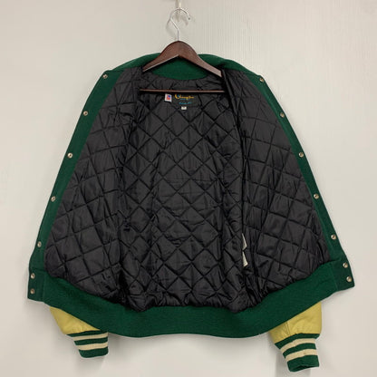 【中古品】【メンズ】 C5-E601 ランタグ復刻 USA製 CONEY ISLAND コニー アイランド WOOL×LEATHER ウール レザー STADIUM JACKET スタジアム ジャケット アウター 146-260228-ya-12-izu サイズ：M カラー：グリーン×ベージュ 万代Net店