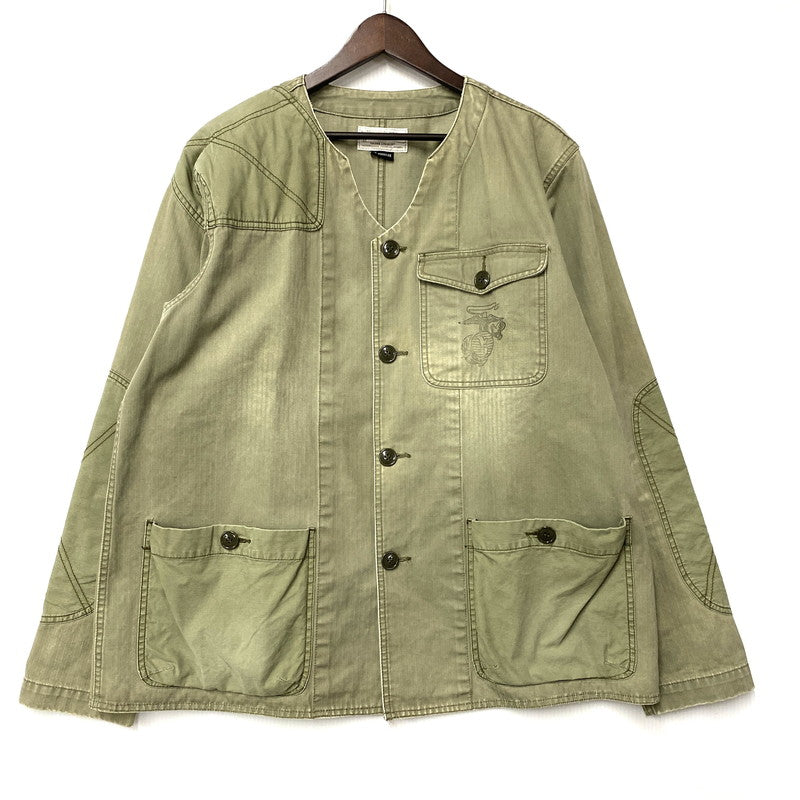 【中古品】【メンズ】 141NYNH-JKM07 HERRINGBONE NO COLLAR UTILITY JACKET ヘリンボーンノーカラージャケットアウター 142-260301-tt-06-izu サイズ：XL カラー：カーキ 万代Net店