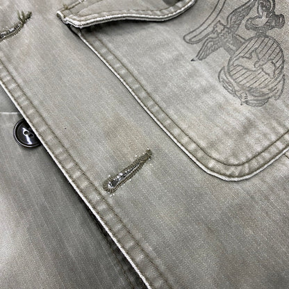 【中古品】【メンズ】 141NYNH-JKM07 HERRINGBONE NO COLLAR UTILITY JACKET ヘリンボーンノーカラージャケットアウター 142-260301-tt-06-izu サイズ：XL カラー：カーキ 万代Net店