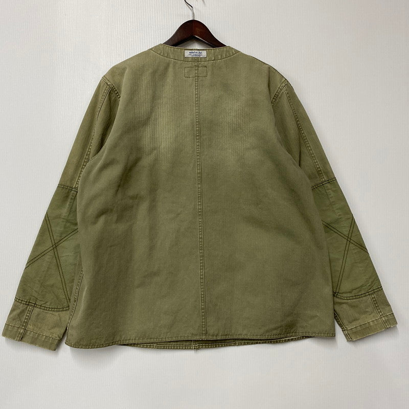 【中古品】【メンズ】 141NYNH-JKM07 HERRINGBONE NO COLLAR UTILITY JACKET ヘリンボーンノーカラージャケットアウター 142-260301-tt-06-izu サイズ：XL カラー：カーキ 万代Net店