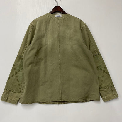 【中古品】【メンズ】 141NYNH-JKM07 HERRINGBONE NO COLLAR UTILITY JACKET ヘリンボーンノーカラージャケットアウター 142-260301-tt-06-izu サイズ：XL カラー：カーキ 万代Net店