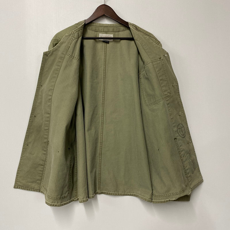 【中古品】【メンズ】 141NYNH-JKM07 HERRINGBONE NO COLLAR UTILITY JACKET ヘリンボーンノーカラージャケットアウター 142-260301-tt-06-izu サイズ：XL カラー：カーキ 万代Net店