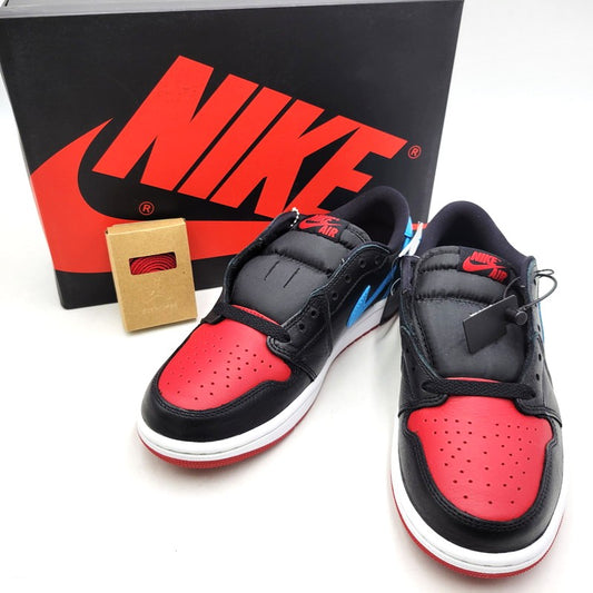 【中古美品】【レディース】 CZ0775-046 WOMEN'S AIR JORDAN ウィメンズ エア ジョーダン 1 RETRO レトロ LOW ロウ OG オージー スニーカー シューズ 靴 160-260310-ya-12-izu サイズ：24.5cm カラー：BLACK/DK POWDER BLUE-GYM RED 万代Net店
