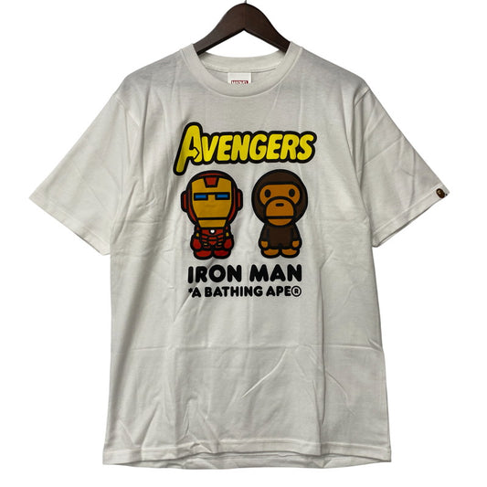 【中古美品】【メンズ】 A BATHING APE アベイシングエイプ × MARVEL マーベル BABY MILO×IRON MAN S/S TEE ベイビーマイロ×アイアンマン ショートスリーブ Tシャツ 半袖 142-260301-as-09-izu サイズ：M カラー：ホワイト 万代Net店