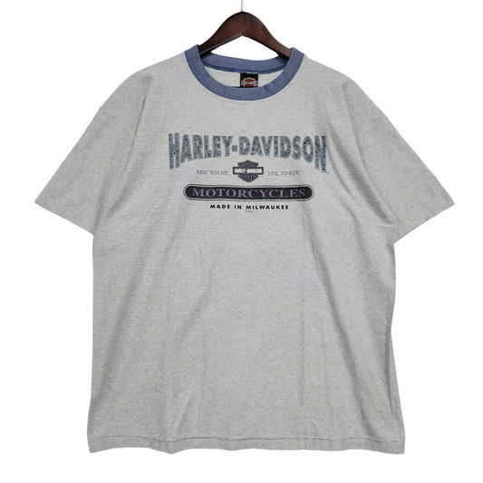 【中古品】【メンズ】 RINGERNECK BORDER SS TEE リンガーネック ボーダー ショートスリーブ Tシャツ 半袖 146-260302-kh-08-izu サイズ：XL カラー：グレー×ブルー 万代Net店