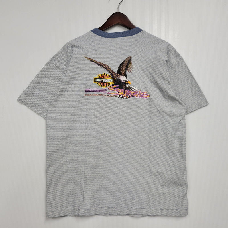 【中古品】【メンズ】 RINGERNECK BORDER SS TEE リンガーネック ボーダー ショートスリーブ Tシャツ 半袖 146-260302-kh-08-izu サイズ：XL カラー：グレー×ブルー 万代Net店