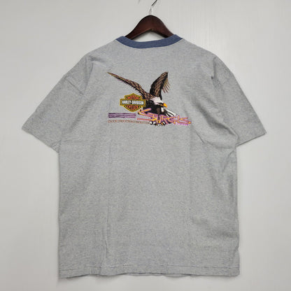 【中古品】【メンズ】 RINGERNECK BORDER SS TEE リンガーネック ボーダー ショートスリーブ Tシャツ 半袖 146-260302-kh-08-izu サイズ：XL カラー：グレー×ブルー 万代Net店