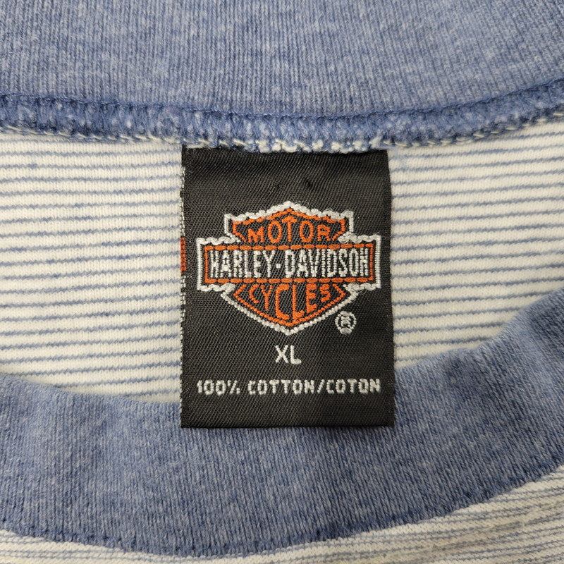 【中古品】【メンズ】 RINGERNECK BORDER SS TEE リンガーネック ボーダー ショートスリーブ Tシャツ 半袖 146-260302-kh-08-izu サイズ：XL カラー：グレー×ブルー 万代Net店