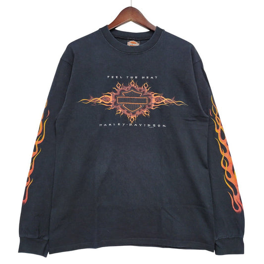 【中古品】【メンズ】 FLAME PRINT LS TEE フレイム プリント ロングスリーブ Tシャツ 長袖 146-260302-kh-09-izu サイズ：M カラー：ブラック 万代Net店