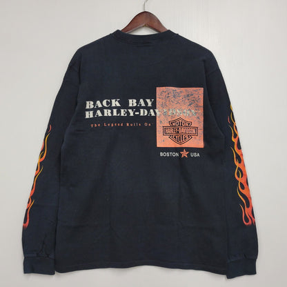 【中古品】【メンズ】 FLAME PRINT LS TEE フレイム プリント ロングスリーブ Tシャツ 長袖 146-260302-kh-09-izu サイズ：M カラー：ブラック 万代Net店