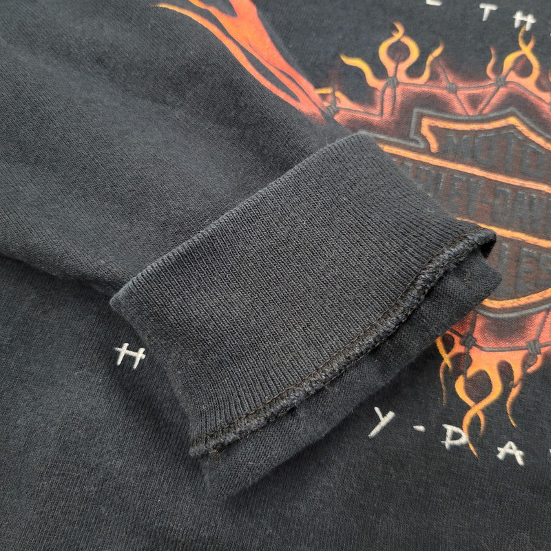 【中古品】【メンズ】 FLAME PRINT LS TEE フレイム プリント ロングスリーブ Tシャツ 長袖 146-260302-kh-09-izu サイズ：M カラー：ブラック 万代Net店