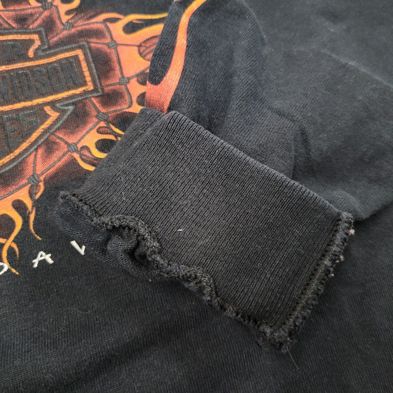 【中古品】【メンズ】 FLAME PRINT LS TEE フレイム プリント ロングスリーブ Tシャツ 長袖 146-260302-kh-09-izu サイズ：M カラー：ブラック 万代Net店