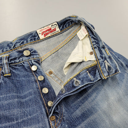 【中古品】【メンズ】 SIOTANI BROTHERS 塩谷ブラザーズ 水牛パッチ Wカモメ PRINT DENIM SHORTS プリント デニム ショーツ ショートパンツ ボトムス 156-260302-kh-14-izu サイズ：30 カラー：インディゴ 万代Net店
