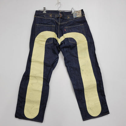 【中古品】【メンズ】 LOT2013 シンチバック 大黒 DOUBLE KNEE PAINT DENIM PANTS ダブルニー ペイント デニム パンツ 156-260302-kh-12-izu サイズ：40×35 カラー：インディゴ 万代Net店