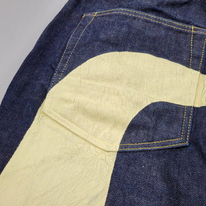 【中古品】【メンズ】 LOT2013 シンチバック 大黒 DOUBLE KNEE PAINT DENIM PANTS ダブルニー ペイント デニム パンツ 156-260302-kh-12-izu サイズ：40×35 カラー：インディゴ 万代Net店