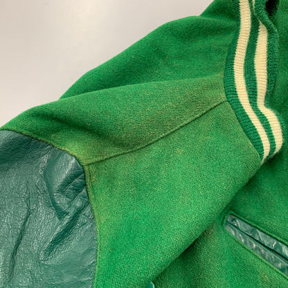 【現状渡し品】【メンズ】 DELONG デロング USA製 WOOL× LEATHER ウール×レザー STADIUM JACKET スタジアム ジャケット アウター 146-260308-ya-07-izu サイズ：38 カラー：グリーン 万代Net店