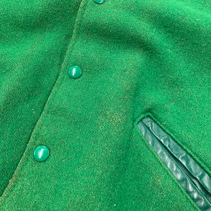【現状渡し品】【メンズ】 DELONG デロング USA製 WOOL× LEATHER ウール×レザー STADIUM JACKET スタジアム ジャケット アウター 146-260308-ya-07-izu サイズ：38 カラー：グリーン 万代Net店