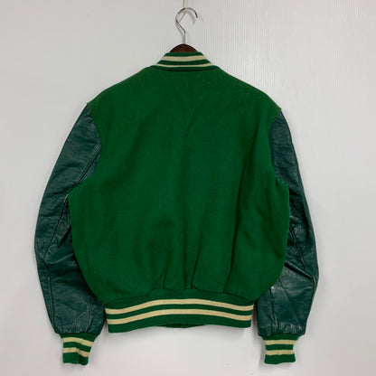 【現状渡し品】【メンズ】 DELONG デロング USA製 WOOL× LEATHER ウール×レザー STADIUM JACKET スタジアム ジャケット アウター 146-260308-ya-07-izu サイズ：38 カラー：グリーン 万代Net店