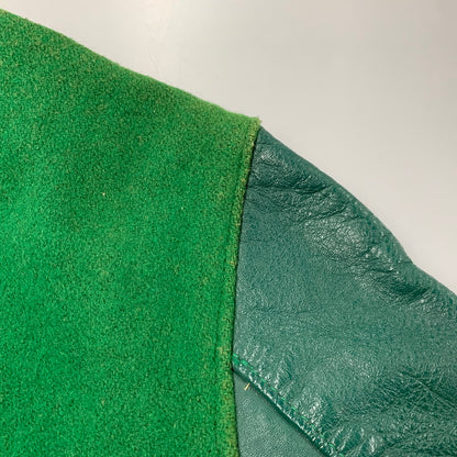【現状渡し品】【メンズ】 DELONG デロング USA製 WOOL× LEATHER ウール×レザー STADIUM JACKET スタジアム ジャケット アウター 146-260308-ya-07-izu サイズ：38 カラー：グリーン 万代Net店