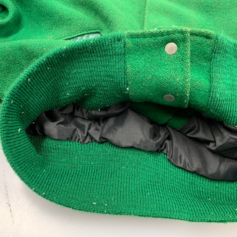【現状渡し品】【メンズ】 DELONG デロング USA製 WOOL× LEATHER ウール×レザー STADIUM JACKET スタジアム ジャケット アウター 146-260308-ya-07-izu サイズ：38 カラー：グリーン 万代Net店