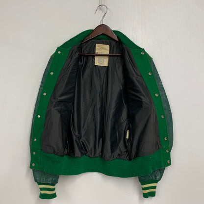 【現状渡し品】【メンズ】 DELONG デロング USA製 WOOL× LEATHER ウール×レザー STADIUM JACKET スタジアム ジャケット アウター 146-260308-ya-07-izu サイズ：38 カラー：グリーン 万代Net店