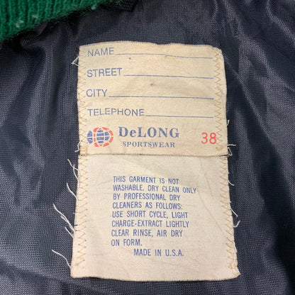 【現状渡し品】【メンズ】 DELONG デロング USA製 WOOL× LEATHER ウール×レザー STADIUM JACKET スタジアム ジャケット アウター 146-260308-ya-07-izu サイズ：38 カラー：グリーン 万代Net店