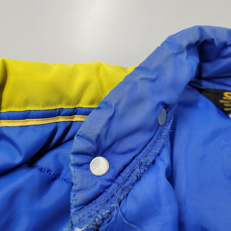 【中古品】【メンズ】 SWINGSTAR スウィングスター 70S USA製 MICHELIN PATCH SIDE LINE RACING DOWN JACKET ミシュラン パッチ サイド ライン レーシング ダウン ジャケット アウター 146-260304-cs-16-izu サイズ：L カラー：ブルー×イエロー 万代Net店