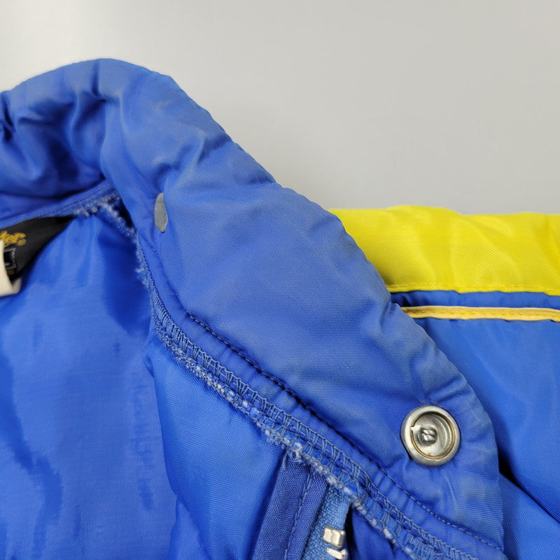 【中古品】【メンズ】 SWINGSTAR スウィングスター 70S USA製 MICHELIN PATCH SIDE LINE RACING DOWN JACKET ミシュラン パッチ サイド ライン レーシング ダウン ジャケット アウター 146-260304-cs-16-izu サイズ：L カラー：ブルー×イエロー 万代Net店