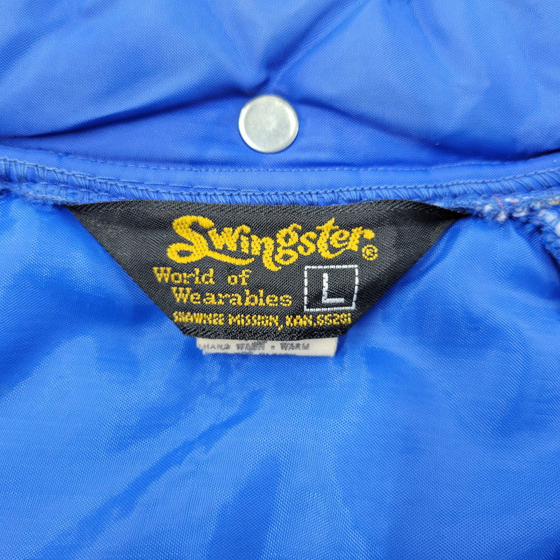 【中古品】【メンズ】 SWINGSTAR スウィングスター 70S USA製 MICHELIN PATCH SIDE LINE RACING DOWN JACKET ミシュラン パッチ サイド ライン レーシング ダウン ジャケット アウター 146-260304-cs-16-izu サイズ：L カラー：ブルー×イエロー 万代Net店