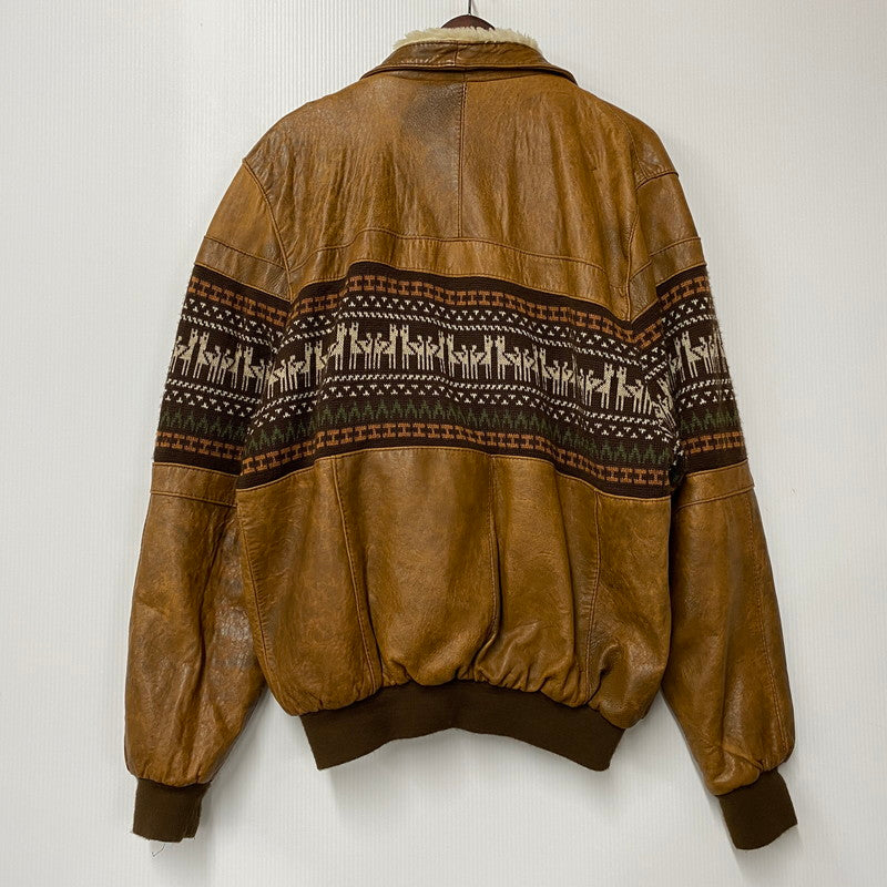 【現状渡し品】【メンズ】 VINTAGE イングランド製 BOHEMIAN PATTERN LEATHER JACKET ボヘミアン パターン レザー ジャケット アウター 146-260305-cs-03-izu サイズ：S カラー：ブラウン 万代Net店
