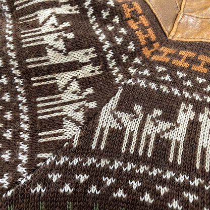 【現状渡し品】【メンズ】 VINTAGE イングランド製 BOHEMIAN PATTERN LEATHER JACKET ボヘミアン パターン レザー ジャケット アウター 146-260305-cs-03-izu サイズ：S カラー：ブラウン 万代Net店