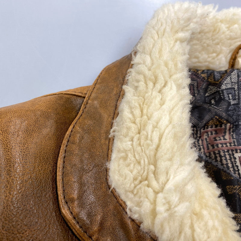 【現状渡し品】【メンズ】 VINTAGE イングランド製 BOHEMIAN PATTERN LEATHER JACKET ボヘミアン パターン レザー ジャケット アウター 146-260305-cs-03-izu サイズ：S カラー：ブラウン 万代Net店