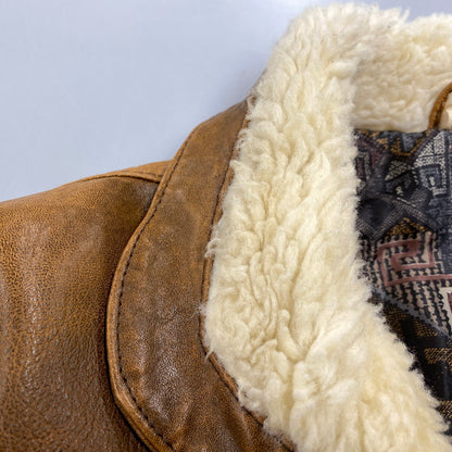 【現状渡し品】【メンズ】 VINTAGE イングランド製 BOHEMIAN PATTERN LEATHER JACKET ボヘミアン パターン レザー ジャケット アウター 146-260305-cs-03-izu サイズ：S カラー：ブラウン 万代Net店