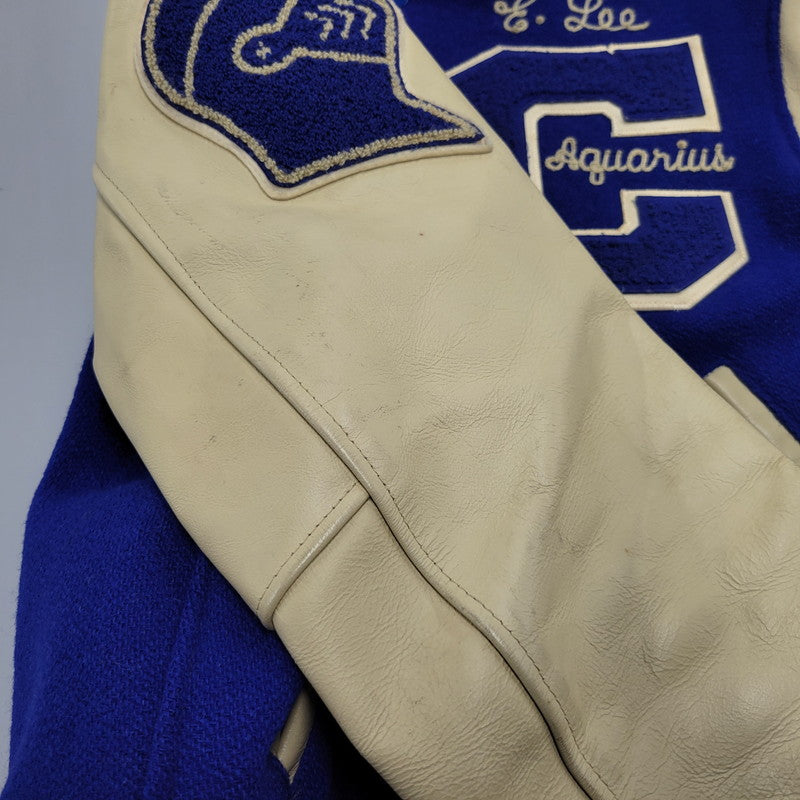 【中古品】【メンズ】 WAREHOUSE ウエアハウス × GOLDENBEAR ゴールデンベア AWARD JACKET アワードジャケット USA製 アウター 145-260306-as-32-izu サイズ：M カラー：ブルー 万代Net店