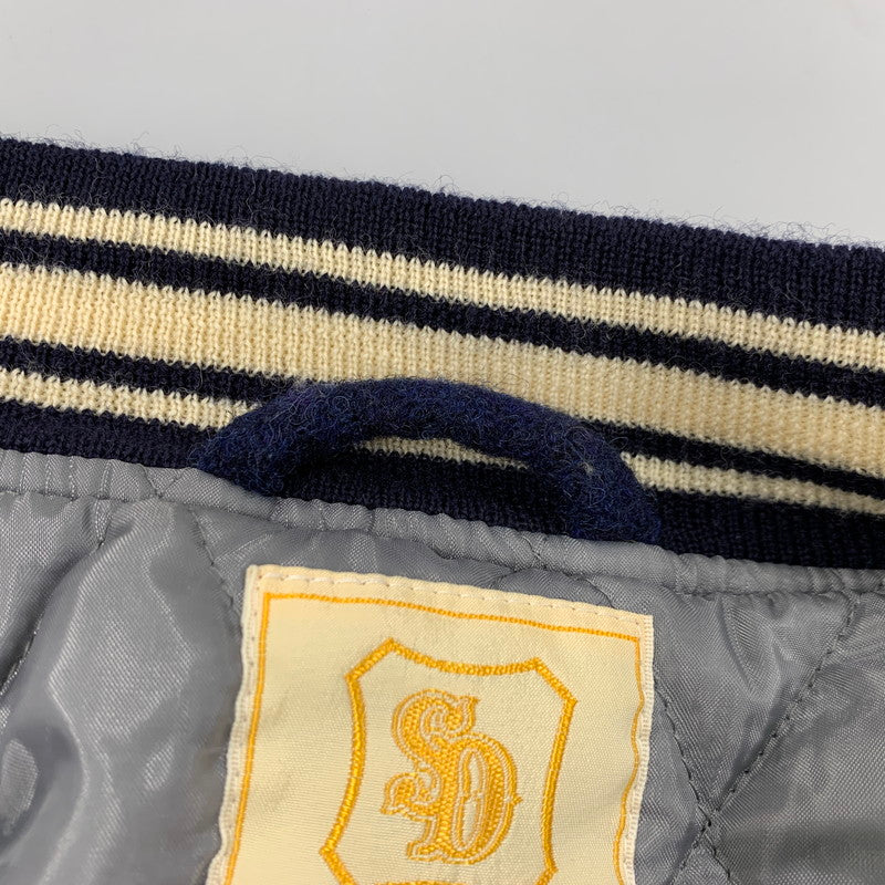 【中古品】【メンズ】 × HARRIS TWEED ハリスツイード WOOL STADIUM JACKET ウール スタジアムジャケット スタジャン 145-260306-as-23-izu サイズ：L カラー：ブルー 万代Net店