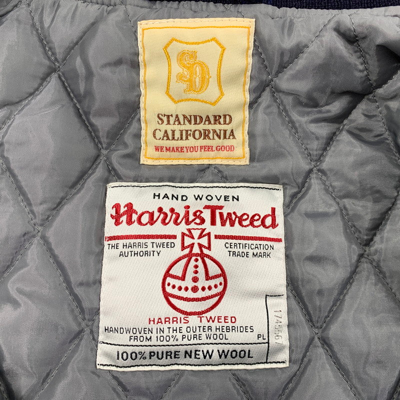 【中古品】【メンズ】 × HARRIS TWEED ハリスツイード WOOL STADIUM JACKET ウール スタジアムジャケット スタジャン 145-260306-as-23-izu サイズ：L カラー：ブルー 万代Net店