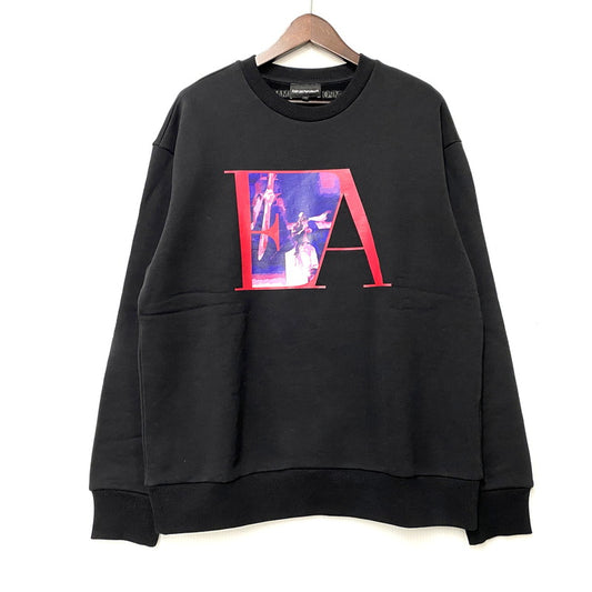【中古品】【メンズ】 PRINT SWEAT 6R1M6X 1JT2Z プリント スウェット トレーナー 長袖 トップス 141-260311-as-03-izu サイズ：S カラー：ブラック 万代Net店