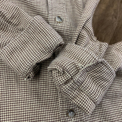 【中古品】【メンズ】 香港製 CLASSIC FIT ELBOW PATCH BD LS SHIRT クラシック ヒット エルボー パッチ ボタンダウン ロングスリーブ シャツ トップス 長袖 146-260306-cs-10-izu サイズ：M カラー：ブラウン 万代Net店