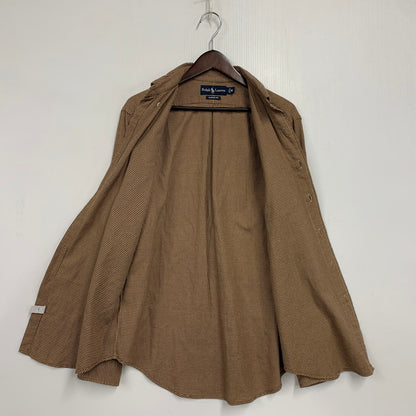 【中古品】【メンズ】 香港製 CLASSIC FIT ELBOW PATCH BD LS SHIRT クラシック ヒット エルボー パッチ ボタンダウン ロングスリーブ シャツ トップス 長袖 146-260306-cs-10-izu サイズ：M カラー：ブラウン 万代Net店