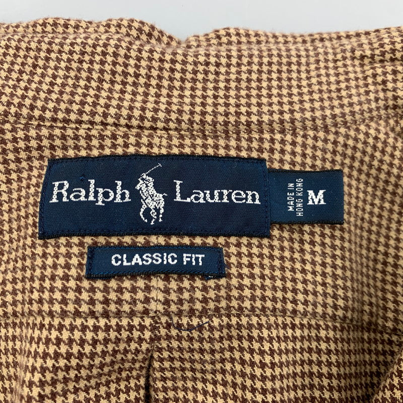 【中古品】【メンズ】 香港製 CLASSIC FIT ELBOW PATCH BD LS SHIRT クラシック ヒット エルボー パッチ ボタンダウン ロングスリーブ シャツ トップス 長袖 146-260306-cs-10-izu サイズ：M カラー：ブラウン 万代Net店