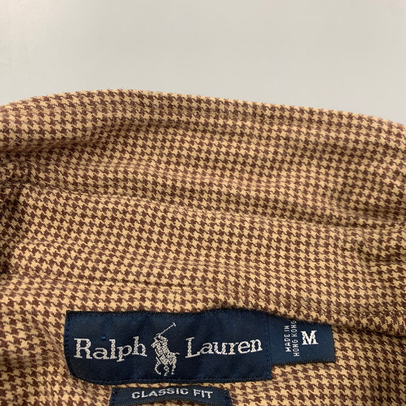 【中古品】【メンズ】 香港製 CLASSIC FIT ELBOW PATCH BD LS SHIRT クラシック ヒット エルボー パッチ ボタンダウン ロングスリーブ シャツ トップス 長袖 146-260306-cs-10-izu サイズ：M カラー：ブラウン 万代Net店