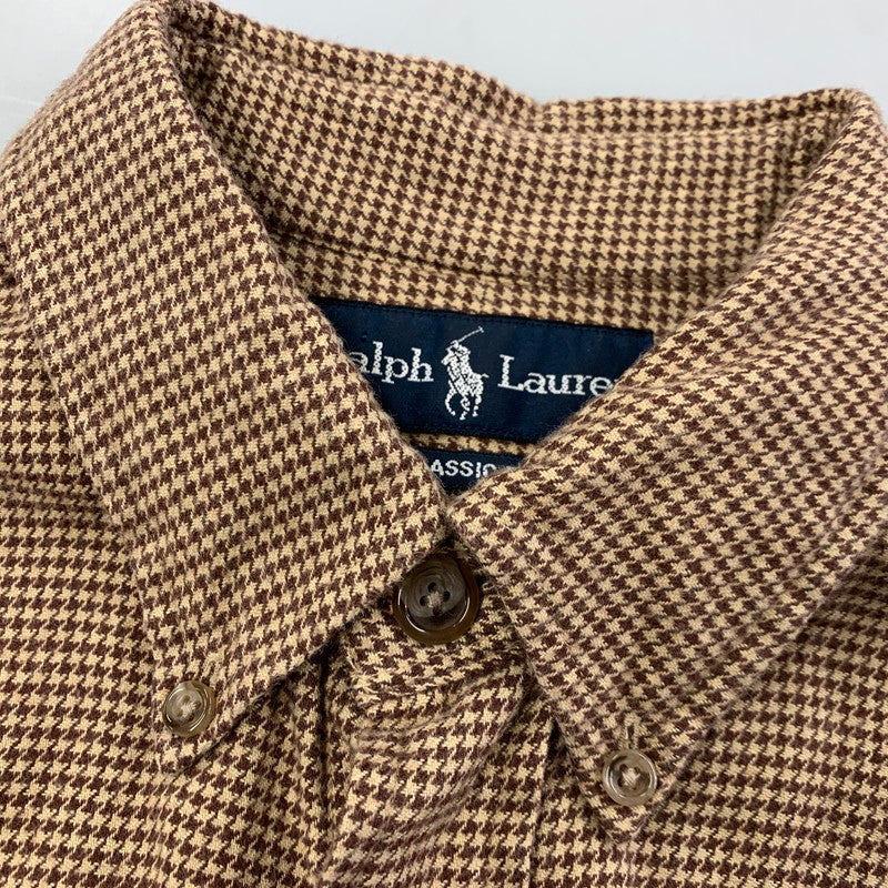 【中古品】【メンズ】 香港製 CLASSIC FIT ELBOW PATCH BD LS SHIRT クラシック ヒット エルボー パッチ ボタンダウン ロングスリーブ シャツ トップス 長袖 146-260306-cs-10-izu サイズ：M カラー：ブラウン 万代Net店