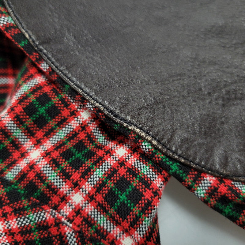 【中古品】【メンズ】 LEATHER PATCH CHECK L/S SHIRT レザー パッチ チェック ロングスリーブ シャツ 長袖 トップス 141-260306-as-33-izu サイズ：2 カラー：レッド系 万代Net店