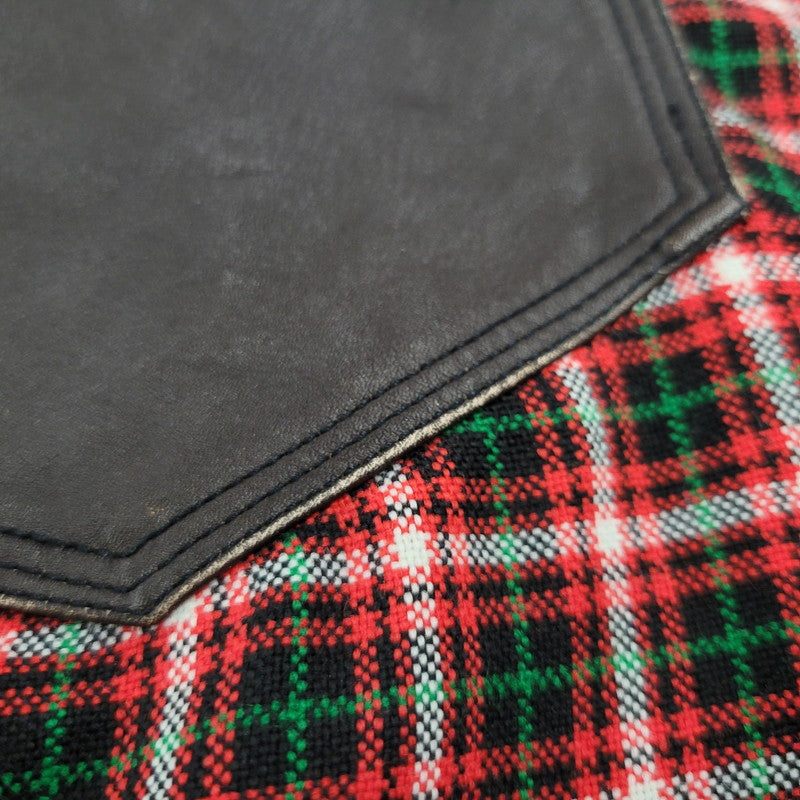 【中古品】【メンズ】 LEATHER PATCH CHECK L/S SHIRT レザー パッチ チェック ロングスリーブ シャツ 長袖 トップス 141-260306-as-33-izu サイズ：2 カラー：レッド系 万代Net店