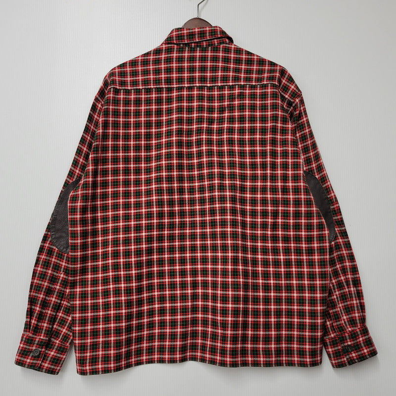 【中古品】【メンズ】 LEATHER PATCH CHECK L/S SHIRT レザー パッチ チェック ロングスリーブ シャツ 長袖 トップス 141-260306-as-33-izu サイズ：2 カラー：レッド系 万代Net店