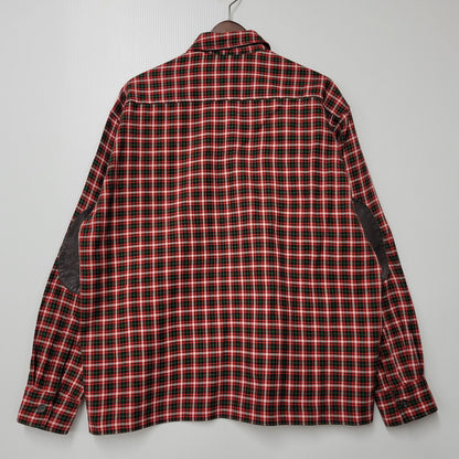 【中古品】【メンズ】 LEATHER PATCH CHECK L/S SHIRT レザー パッチ チェック ロングスリーブ シャツ 長袖 トップス 141-260306-as-33-izu サイズ：2 カラー：レッド系 万代Net店