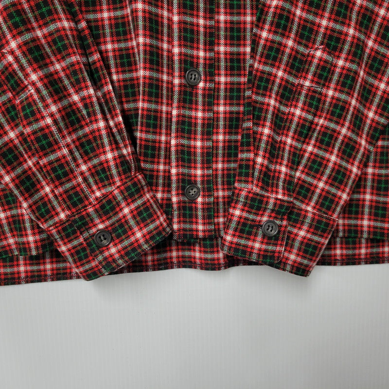 【中古品】【メンズ】 LEATHER PATCH CHECK L/S SHIRT レザー パッチ チェック ロングスリーブ シャツ 長袖 トップス 141-260306-as-33-izu サイズ：2 カラー：レッド系 万代Net店